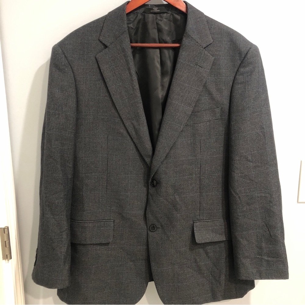 Haggar Mens Blazer Jacket Sz 42S Black Check 2 Button Sport Coat